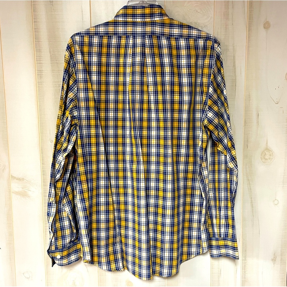 Brooks Brothers Blue Yellow White Plaid Cotton Classic Men’s Button Shirt Sz L - Picture 2 of 5